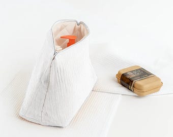 Organic Cotton Toiletry Bag | Baby Organizer | Cotton Gauze Travel Pouch | Diaper Bag | Baby Shower Gift