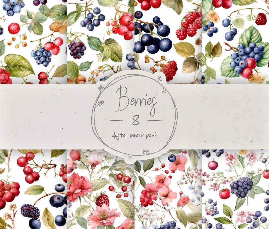 Writing Pattern Berry Berry Pattern, Berries Seamless Digital Pattern, Fruit Seamless Paper ...