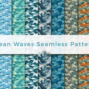 Ocean Waves Seamless Patterns - 9 designs bundle - Colorful digital papers for your designs and prints