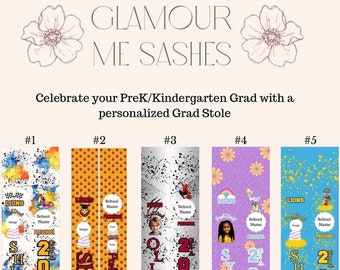 Pre-K Graduation Stoles, Kindergarten Graduation Stoles, Cartoon Graduation Stoles, Customized Stoles