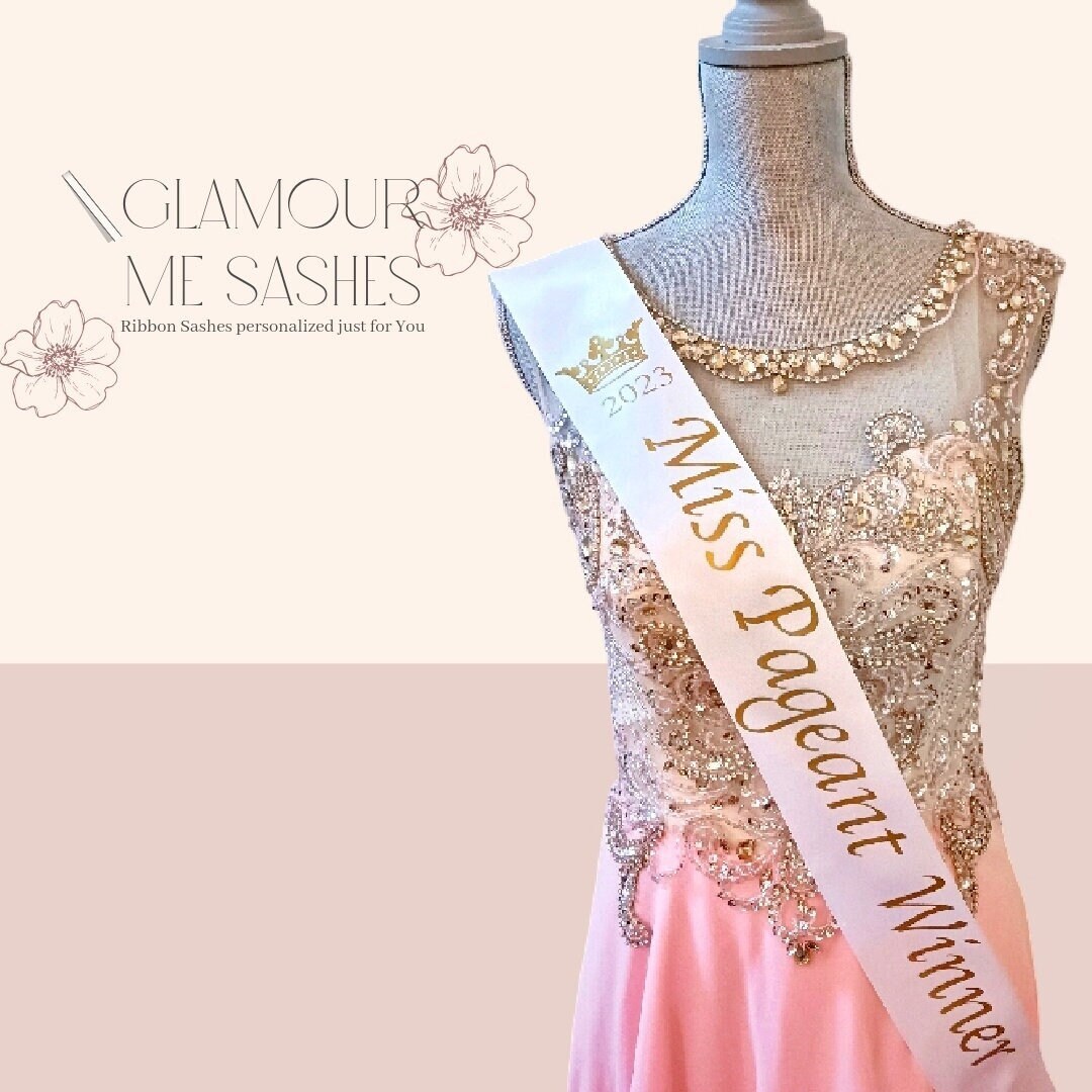 Custom Sash, Pageant Sash, Ribbon Sash, Satin Sash, Glitter Sash ...