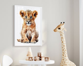 Watercolor Tiger Cub Print, Safari Nursery Decor (Digital Download)