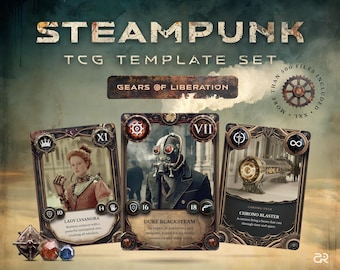 Steampunk Card Game Template – 500+ DIY Trading Card Game Print & Play Assets