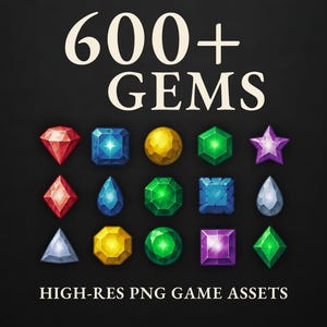 600+ Fantasy Edelstein-Icons – Hochwertige PNG Game Assets (transparent, 1800px) für DnD/RPG