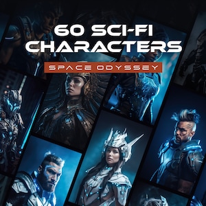 Eroi galattici: 60 personaggi di carte da gioco fantascientifici | Ritratti digitali epici per giochi di strategia e da collezione - Download istantaneo (.jpg)