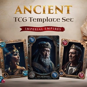 Antike Weltreiche TCG Vorlage Set - Digital Editon, Drucken & Spielen, 25 individuelle Kartenrahmen, Prototyp entwickeln, Sofort Download