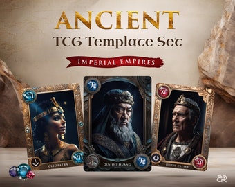 Antike Weltreiche TCG Vorlage Set - Digital Editon, Drucken & Spielen, 25 individuelle Kartenrahmen, Prototyp entwickeln, Sofort Download