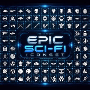 6000+ Sci-Fi Icons SVG PNG Bundle | Cyberpunk Space Futuristic Spaceship Robot | Starfinder RPG Game Assets Commercial Use