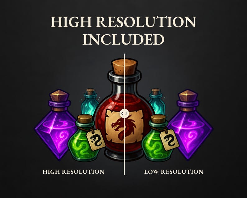 150+ Potion Icons – Dark Fantasy Potions and Elixirs (PNG 2048 Px) for ...