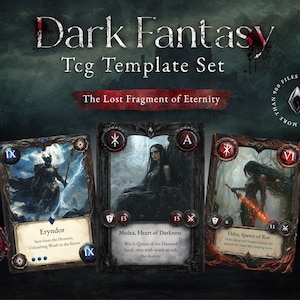 Dark Fantasy TCG Vorlagen-Set – 8 Kartenrahmen, 900+ Dateien, DIY Sammelkartenspiel zum selbst gestalten und drucken, Digitaler Download