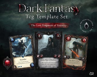 Dark Fantasy TCG Vorlagen-Set – 8 Kartenrahmen, 900+ Dateien, DIY Sammelkartenspiel zum selbst gestalten und drucken, Digitaler Download