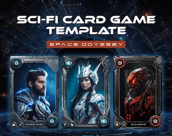 DIY Sci-fi Card Game Template | 6 customizable card frames | TCG Stencil | individual card design | Instant download