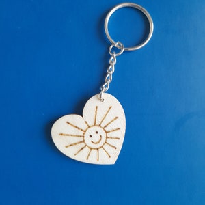 Smiling heart keychain. Gift for lovers. Charming keyring. Emoji keychain.