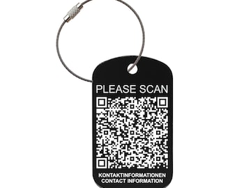 Luggage tag “QR-CODE” individually engraved, aluminum, address tag