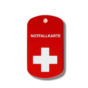 Noodkaart / noodhanger voor bijvoorbeeld de aluminium sleutelhanger