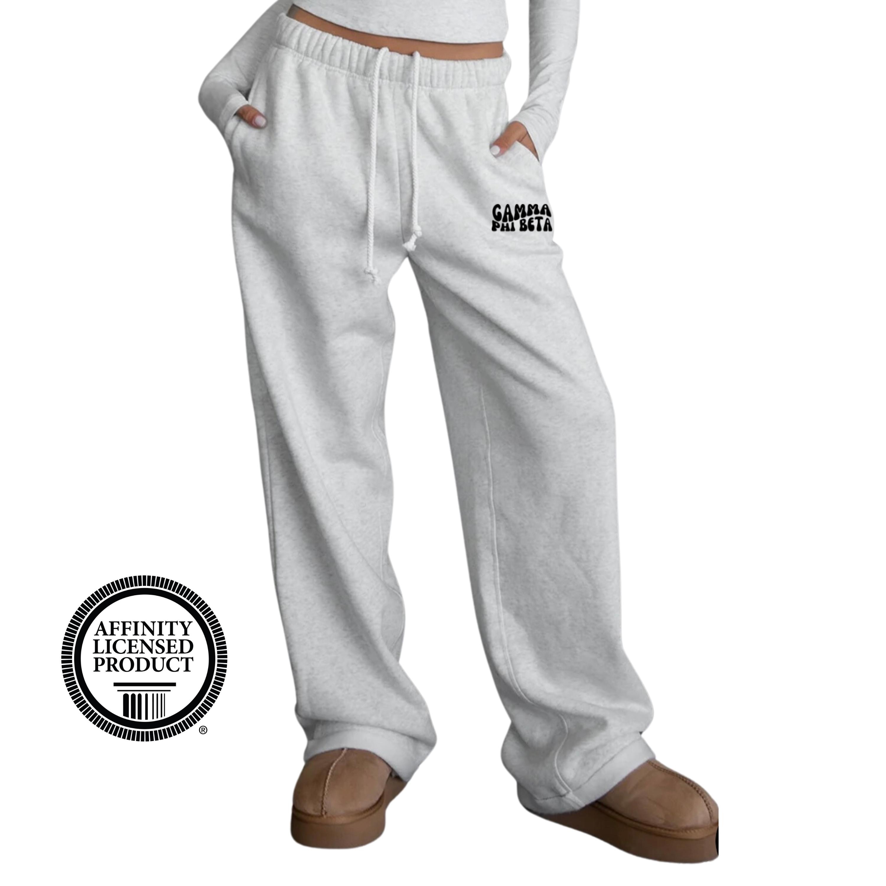 Gamma Phi Beta Fleece Sweatpants | Super Soft & Cozy | Wide Leg | Puff Writing | Sorority Apparel | Sorority Merch Sisterhood