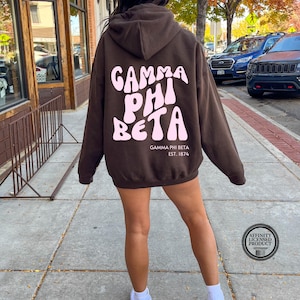 Gamma Phi Beta Puff Letters Hoodie - Sorority Sweatshirt for Gamma Phi Beta Sisters, Greek Life Apparel, Greek Letter, Sorority Merch