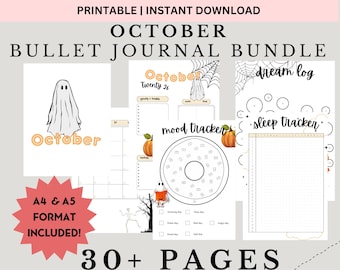 October 2026 Bullet Journal Printable Bundle Colorful | All In One Track Goals, Habit, Reading Bullett (Digital Download)