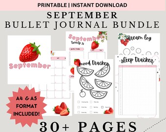 September 2026 Bullet Journal Printable Bundle Colorful | All In One Track Goals, Habit, Reading Bullett (Digital Download)