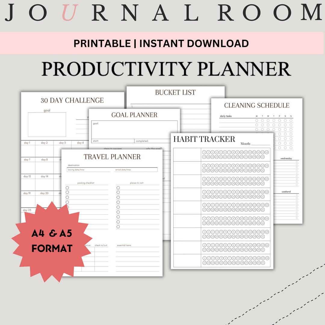 2025 Printable Planner | Printable Productivity Planner Bundle | Habit ...