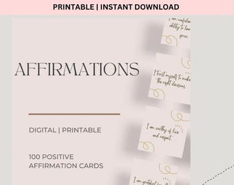 100 Tarjetas de Afirmaciones Positivas 2026: Regalo de Autocuidado (Descarga Digital)