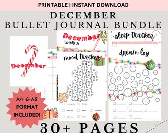 December 2026 Bullet Journal Printable Bundle Colorful | All In One Track Goals, Habit, Reading Bullett (Digital Download)