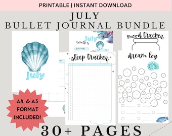 July 2026 Bullet Journal Printable Bundle Colorful | All In One Track Goals, Habit, Reading Bullett (Digital Download)