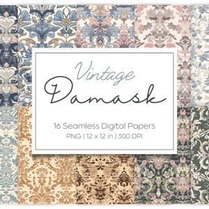 VINTAGE DAMASK, Ornate, Intricate, Seamless Repeat Pattern, Printable Digital Paper, for Backgrounds