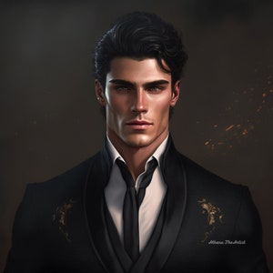 Knappe Man, Knappe Man Kunst, Digitale Downloads, AI Kunst, Karakterkunst, AI Digitale Prints, Bookish Kunstwerken, Karakterafdrukken, Boek Geschenken