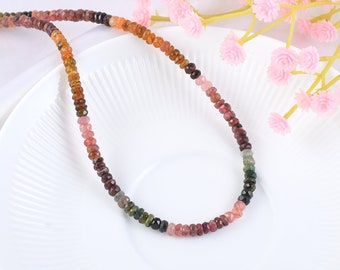 Collier multitourmaline naturelle, collier tourmaline pastèque, bijoux en tourmaline, pierres précieuses de guérison, cadeau tourmaline