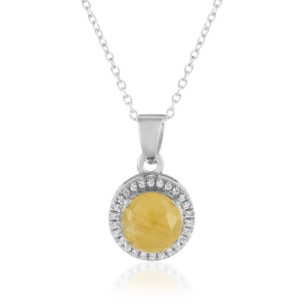 Natural Yellow Sapphire Pendant, Certified Yellow Sapphire Gemstone Pendant, 925 Sterling Silver Gold Plated Handmade Pendant For  Women
