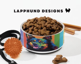 Illustrated Finnish Lapphund Pop Art Portrait Pet Bowl Dog Food Bowl Puppy Gift New Dog Gift Custom Pet Art Pet Supplies Dog Birthday