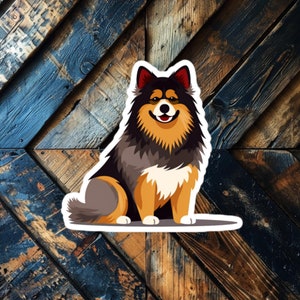 Adesivo compagno Lapphund finlandese / Adesivo in vinile lucido allegro / Regalo per amanti dei cani / Design unico Lapphund / Adesivo impermeabile per amanti degli animali domestici