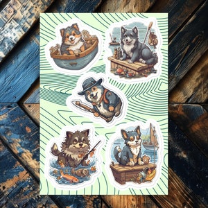 Dessin animé finlandais Laponie pêche camping feuille d'autocollants ludique canin activité amusante ordinateur portable voiture scrapbooking cadeau pour les amateurs de plein air
