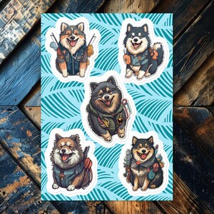 Finnischer Lapphund Angeln Aufkleber Blatt Hundeliebhaber dekorativer klebender Akzent Laptop Auto Sammelalbum Verschönerung Spaß im Freienaktivität Geschenk