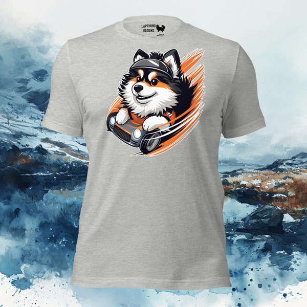 Speed Racer Finnish Lapphund Tee Thrill-Seeking Dog Driver Shirt Fast Track Canine Top Pet Racing Fan Gear