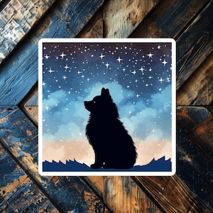 de nuit étoilée de Laponie finlandaise | Sticker chien cosmique | Sticker vinyle ciel nocturne | Sticker résistant aux intempéries pour les animaux de compagnie