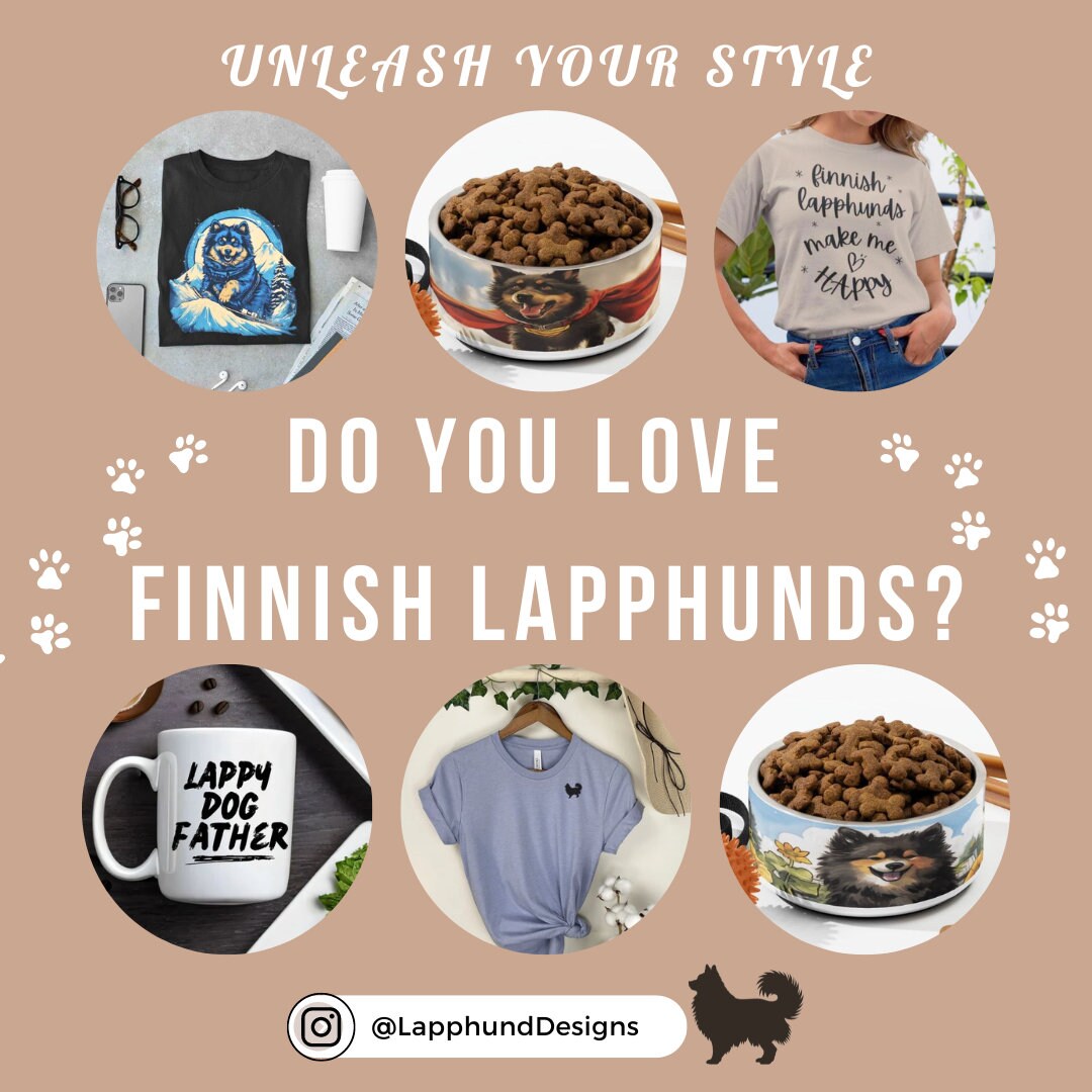 Beautiful Finnish Lapphund Cubist Design Lake Pet Bowl Dog Food Bowl