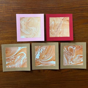 Greeting Cards, set of 5 marbled cards, with matching envelopes. Perfect for mothers Day