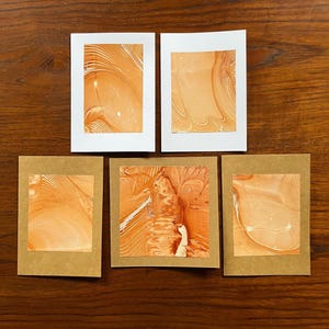 Greeting cards set of 5,  brown marbled pattern on cards with matching envelopes. Perfect for Mothers Day.