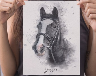 Personalised Horse Portrait: Custom Watercolour Painting Art Print From Photo