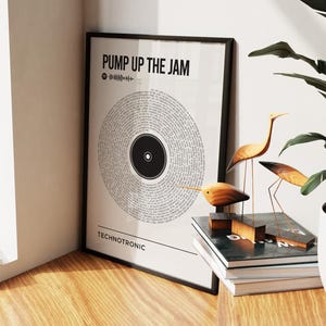 Song Lyrics Record Print: Personalised Band Poster Music Art, Framed or Unframed.