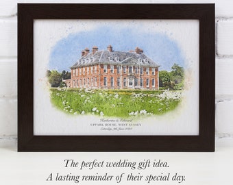 Personalised Wedding Venue Watercolour Artwork • Beautiful Custom Framed Art Print • Gift Present • House Home Church Golf Club Anniversary