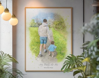Personalised Watercolour Painting Style Art Print: Family Portrait Custom Framed Photo
