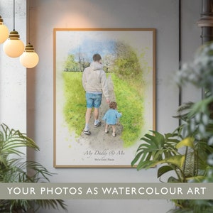Personalised Watercolour Painting Style Art Print: Family Portrait Custom Framed Photo