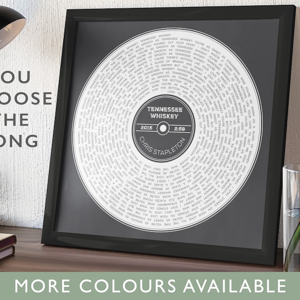 Song Lyrics Record Print Digital Download • Personalised Music Art Gift • Your Chosen Song Artist Band Singer • Lyric • Home Decor Colour
