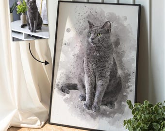 Personalised Watercolour Pet Portrait Art Print: Custom Cat, Dog, Horse