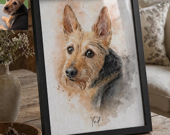 Personalised Pet Portrait: Custom Watercolour Art Print