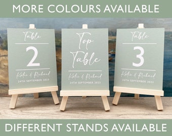 Personalised Wedding Table Number Sign: Custom Colors, Mini Easel Option