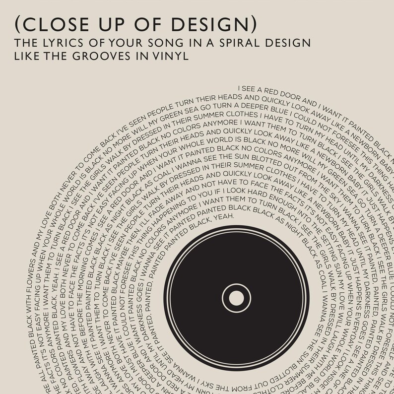 Retro Song Lyrics Record Print Personalised Music Art Gift Any Artist